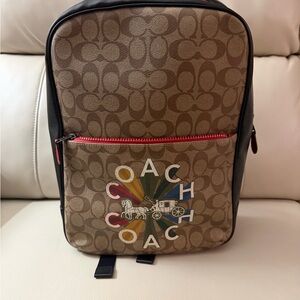Coach Westway Backpack in signature canvas with a Coach Radial Rainbow motif
